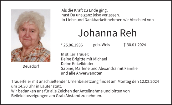 Anzeige von Johanna Reh von MGO