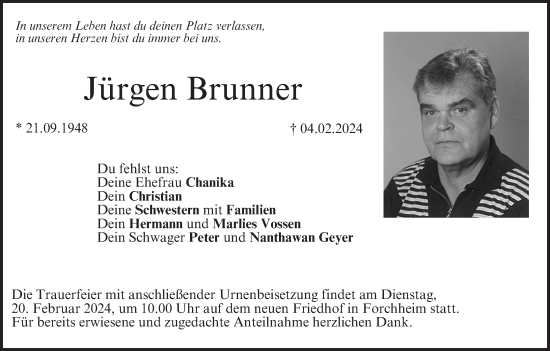 Anzeige von Jürgen Brunner von MGO