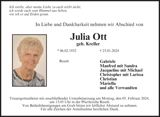 Anzeige von Julia Ott von MGO