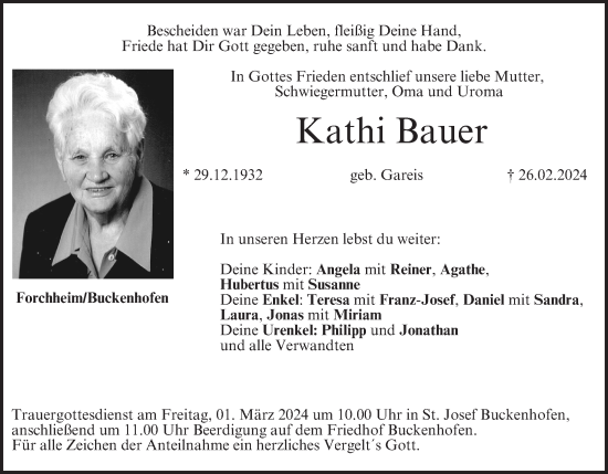 Anzeige von Kathi Bauer von MGO