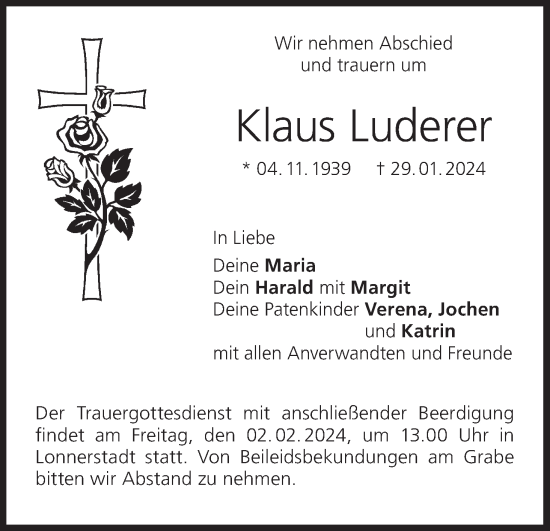 Anzeige von Klaus Luderer von MGO