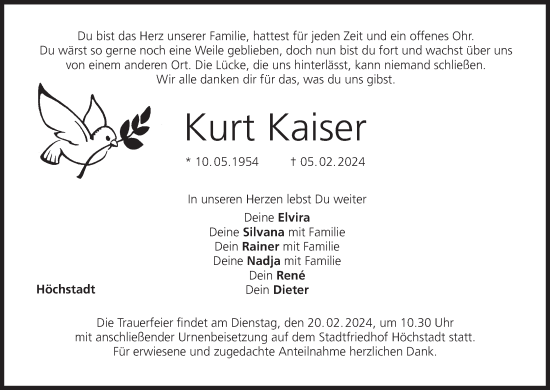Anzeige von Kurt Kaiser von MGO