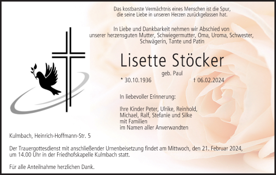 Anzeige von Lisette Stöcker von MGO