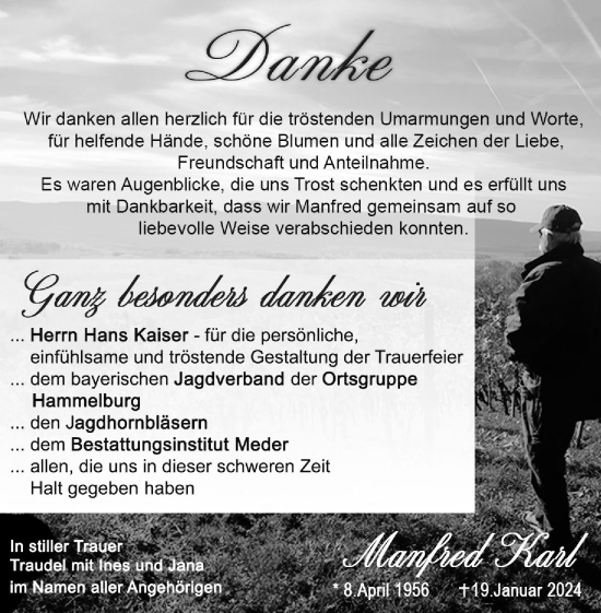 Anzeige von Manfred Karl von MGO