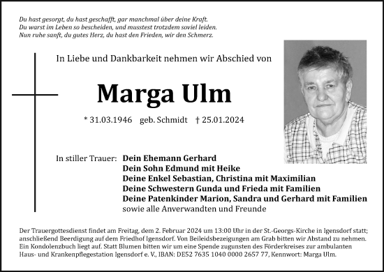 Anzeige von Marga Ulm von MGO