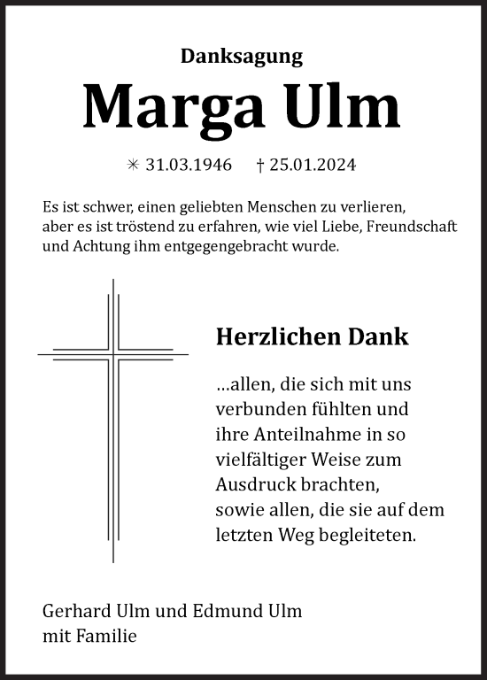 Anzeige von Marga Ulm von MGO