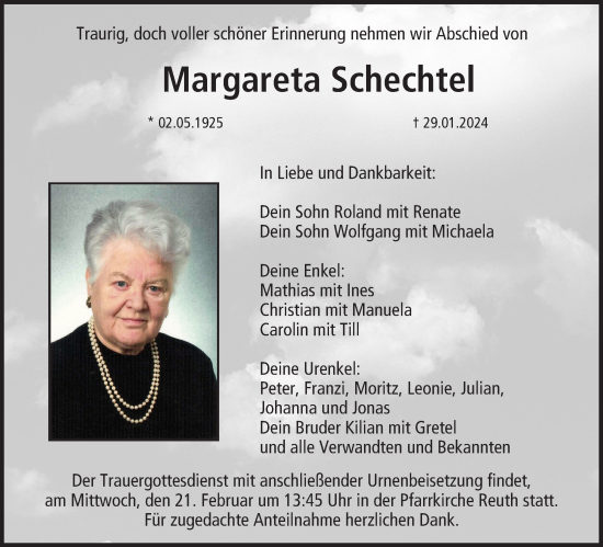 Anzeige von Margareta Schechtel von MGO