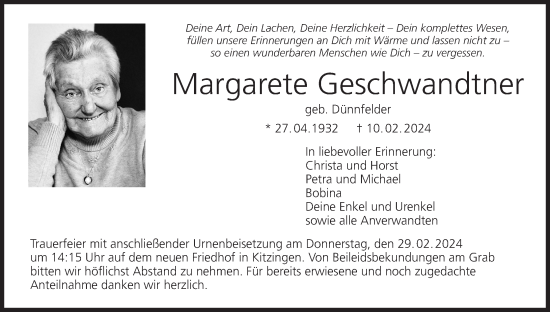 Anzeige von Margarete Geschwandtner von MGO