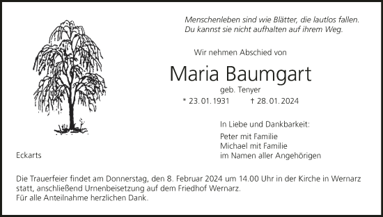 Anzeige von Maria Baumgart von MGO