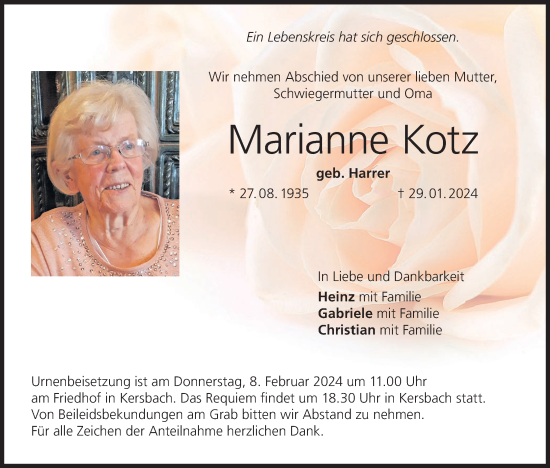 Anzeige von Marianne Kotz von MGO