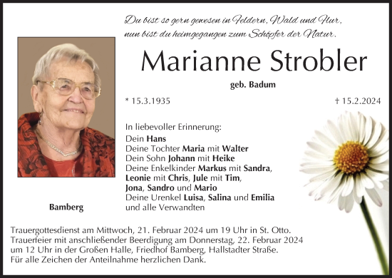 Anzeige von Marianne Strobler von MGO