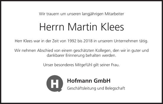Anzeige von Martin Klees von MGO
