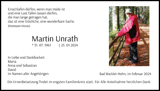 Anzeige von Martin Unrath von MGO