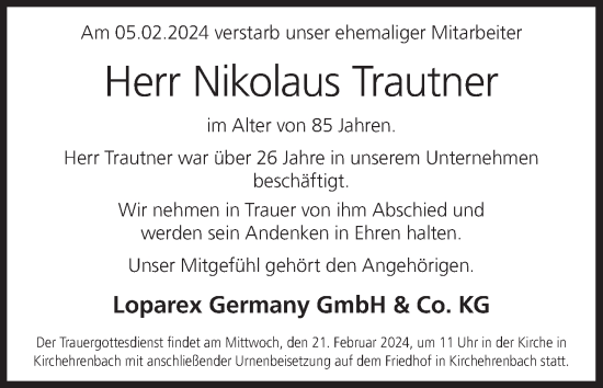 Anzeige von Nikolaus Trautner von MGO