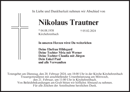 Anzeige von Nikolaus Trautner von MGO