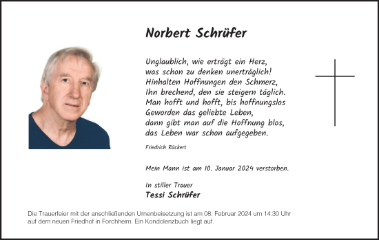 Anzeige von Norbert Schrüfer von MGO