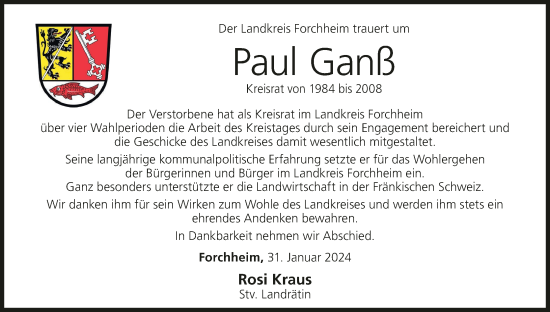 Anzeige von Paul Ganß von MGO