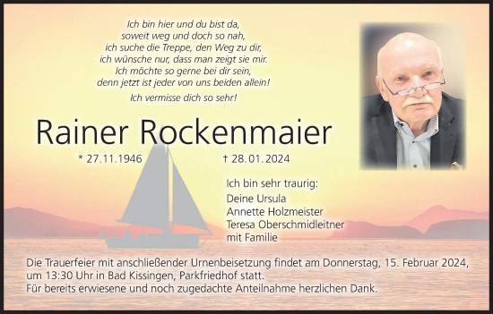 Anzeige von Rainer Rockenmaier von MGO