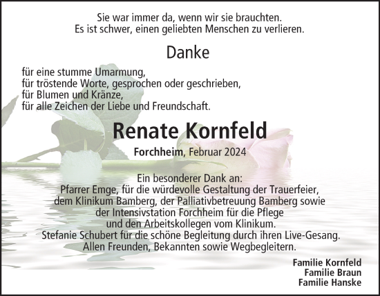 Anzeige von Renate Kornfeld von MGO