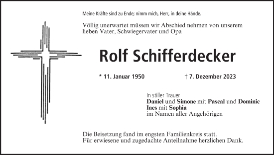 Anzeige von Rolf Schifferdecker von MGO