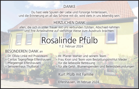 Anzeige von Rosalinde Pfülb von MGO