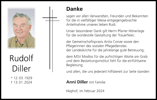 Anzeige von Rudolf Diller von MGO
