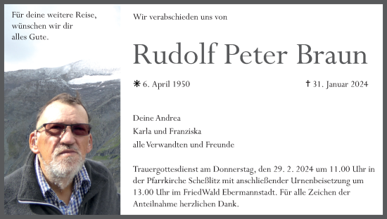 Anzeige von Rudolf Peter Braun von MGO
