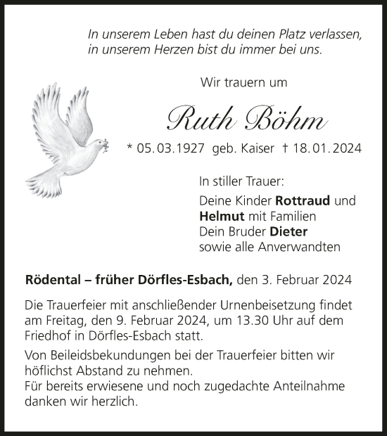 Anzeige von Ruth Böhm von MGO