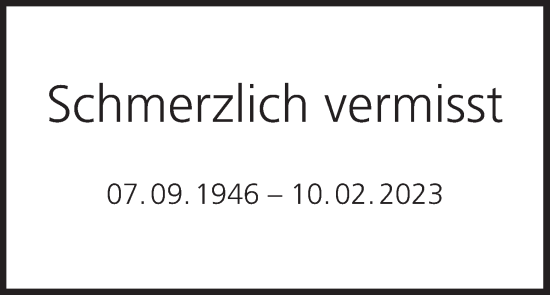 Anzeige von Schmerzlich vermisst von MGO