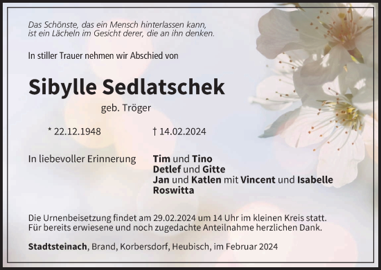 Anzeige von Sibylle Sedlatschek von MGO