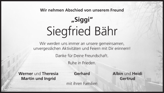 Anzeige von Siegfried Bähr von MGO