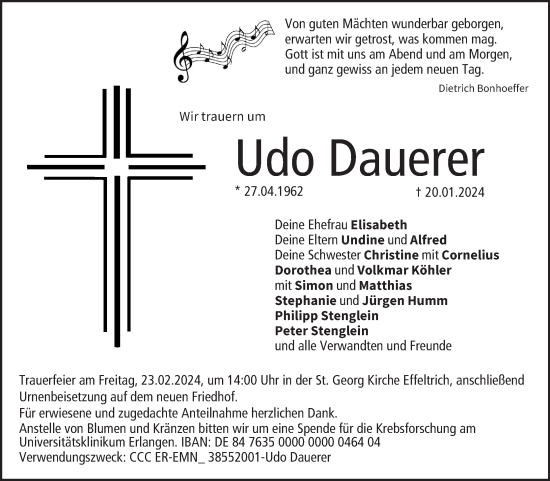 Anzeige von Udo Dauerer von MGO