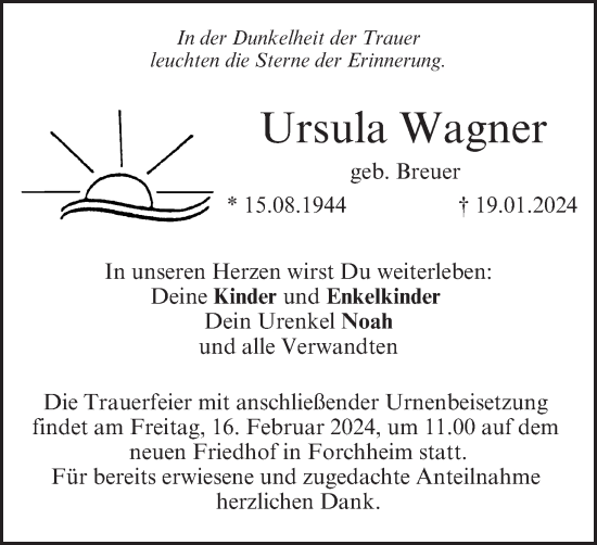 Anzeige von Ursula Wagner von MGO
