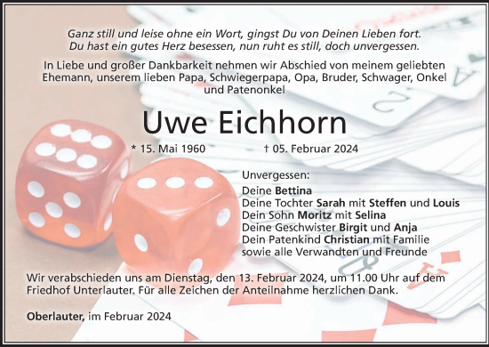 Anzeige von Uwe Eichhorn von MGO
