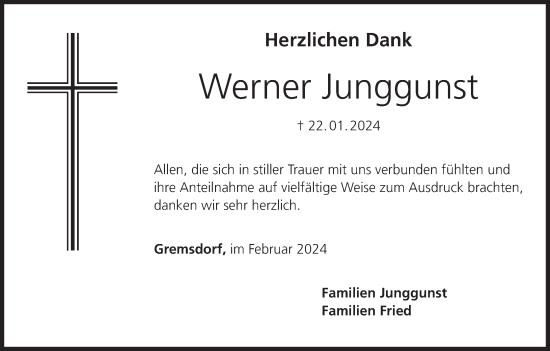 Anzeige von Werner Junggunst von MGO