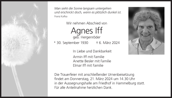 Anzeige von Agnes Iff von MGO