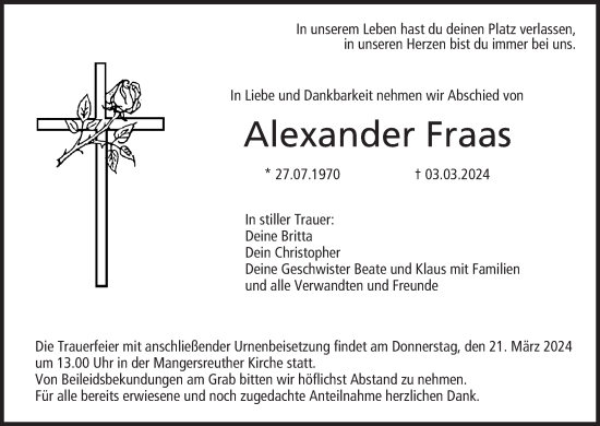 Anzeige von Alexander Fraas von MGO