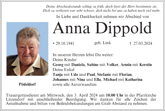 Anzeige von Anna Dippold von MGO