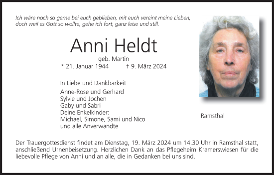 Anzeige von Anni Heldt von MGO