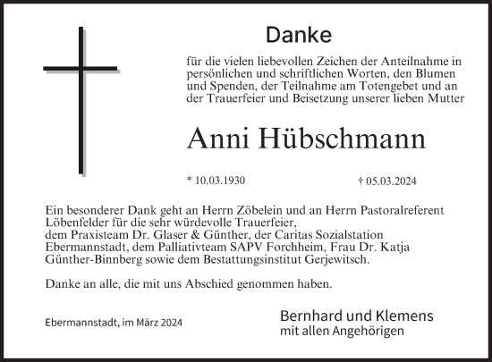 Anzeige von Anni Hübschmann von MGO