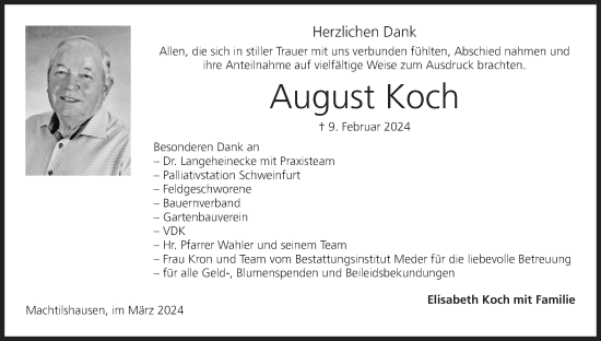 Anzeige von August Koch von MGO