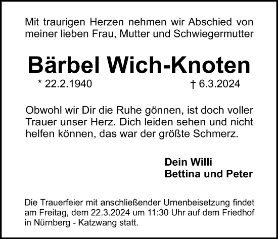 Anzeige von Bärbel Wich-Knoten von MGO