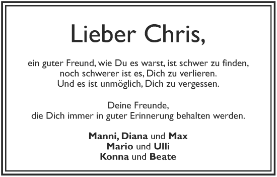 Anzeige von Christian Koch von MGO
