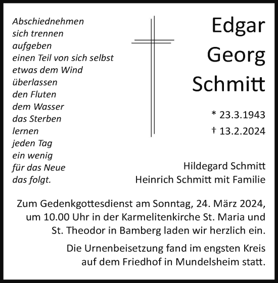 Anzeige von Edgar Georg Schmitt von MGO