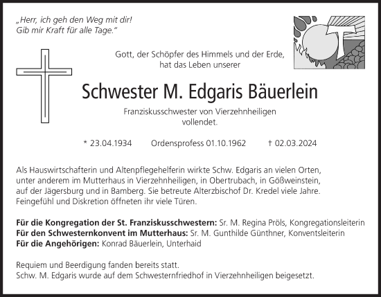 Anzeige von Edgaris Bäuerlein von MGO