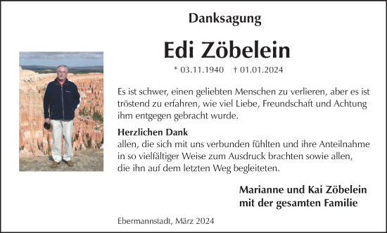 Anzeige von Edi Zöbelein von MGO