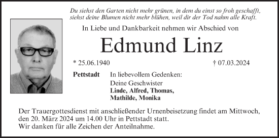 Anzeige von Edmund Linz von MGO