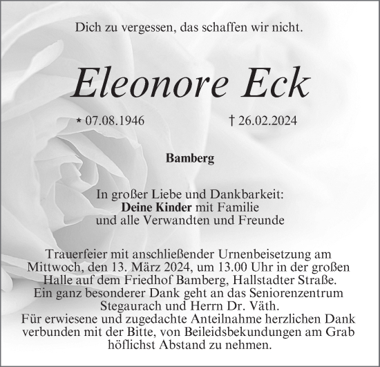 Anzeige von Eleonore Eck von MGO