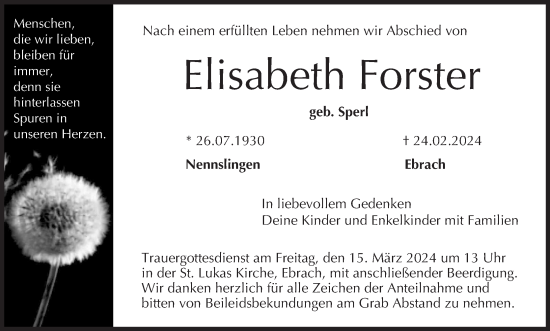 Anzeige von Elisabeth Forster von MGO