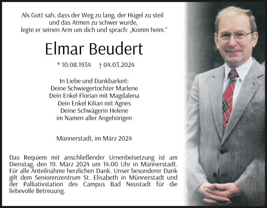 Anzeige von Elmar Beudert von MGO